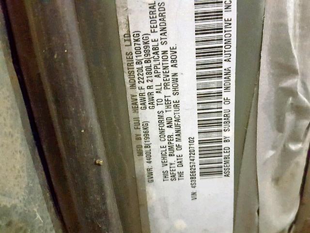 4S3BE625747207102 - 2004 SUBARU LEGACY L S GRAY photo 10