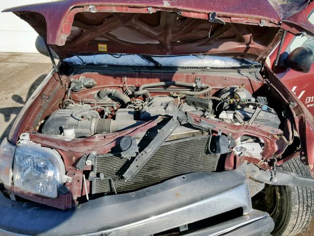 5TBJT32135S464500 - 2005 TOYOTA TUNDRA RED photo 7
