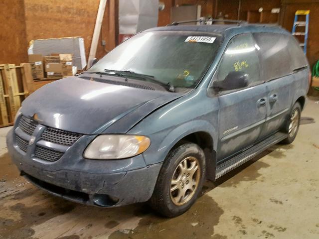 1B8GP45G61B102279 - 2001 DODGE CARAVAN SP TEAL photo 2