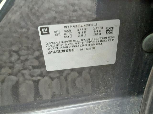 1G11B5SA5DF157908 - 2013 CHEVROLET MALIBU LS Grafit foto 10