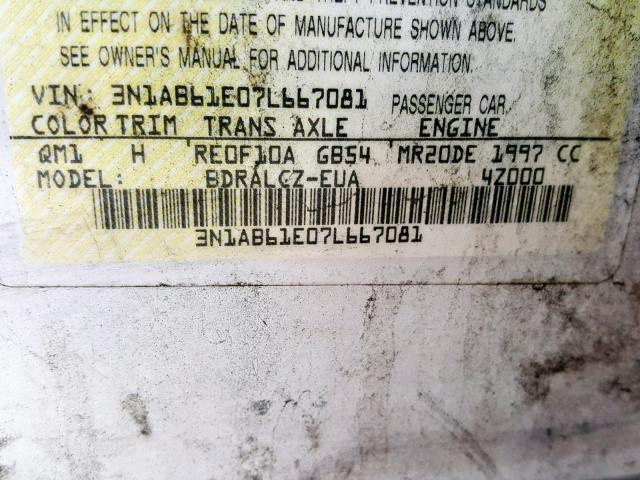 3N1AB61E07L667081 - 2007 NISSAN SENTRA 2.0 WHITE photo 10