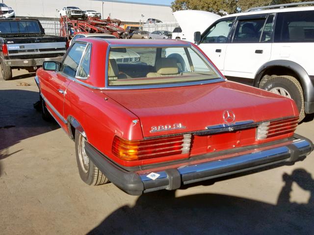 WDBBA45C9FA020555 - 1985 MERCEDES-BENZ 380 SL RED photo 3