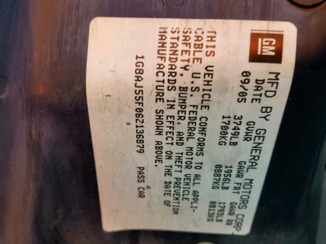 1G8AJ55F06Z136879 - 2006 SATURN ION LEVEL SILVER photo 10