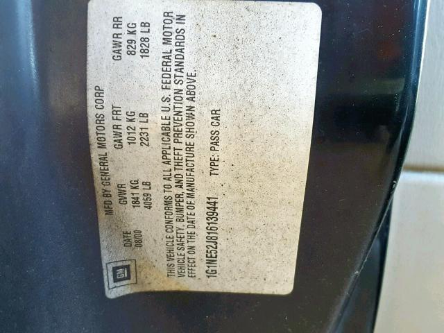 1G1NE52J816139441 - 2001 CHEVROLET MALIBU LS 黑色 照片 10