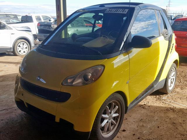 WMEEK31X68K183550 - 2008 SMART FORTWO PAS YELLOW photo 2