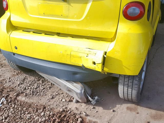 WMEEK31X68K183550 - 2008 SMART FORTWO PAS YELLOW photo 9