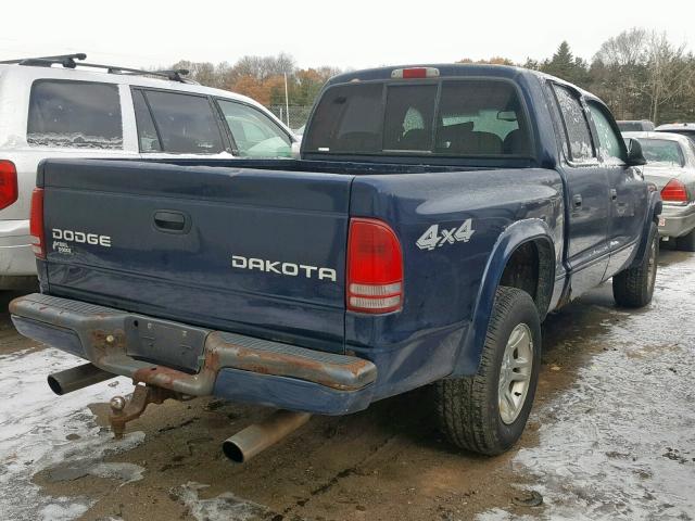 1D7HG38NX4S505673 - 2004 DODGE DAKOTA QUA BLUE photo 4