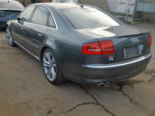 WAUPN94E28N006713 - 2008 AUDI S8 QUATTRO GRAY photo 3