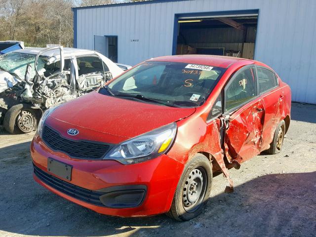 KNADM4A38D6309396 - 2013 KIA RIO LX RED photo 2