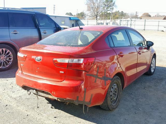 KNADM4A38D6309396 - 2013 KIA RIO LX RED photo 4