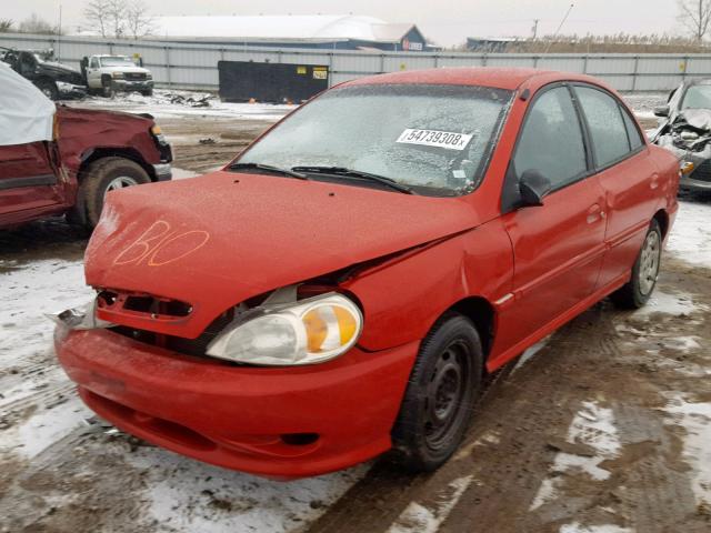 KNADC123426192509 - 2002 KIA RIO RED photo 2