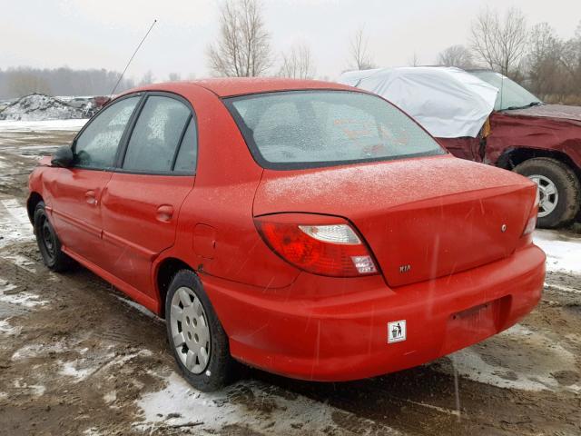 KNADC123426192509 - 2002 KIA RIO RED photo 3