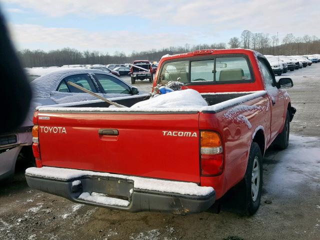 5TENL42N21Z844538 - 2001 TOYOTA TACOMA RED photo 4