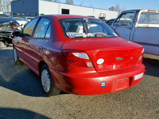 KNADC123526192616 - 2002 KIA RIO RED photo 3