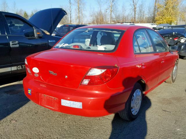 KNADC123526192616 - 2002 KIA RIO RED photo 4