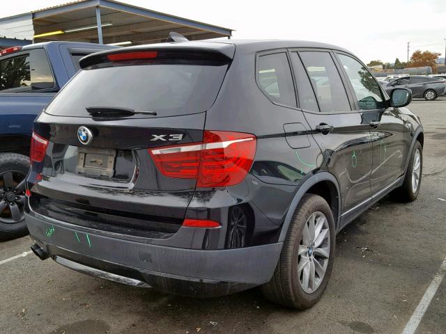 5UXWX9C5XD0A14609 - 2013 BMW X3 XDRIVE2 BLACK photo 4