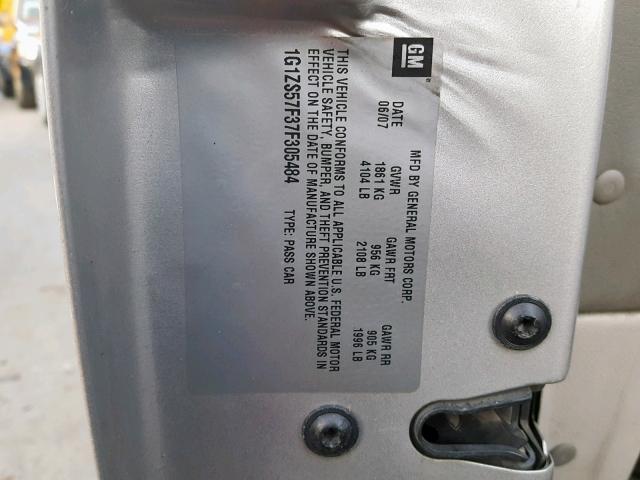 1G1ZS57F37F305484 - 2007 CHEVROLET MALIBU LS 灰色 照片 10