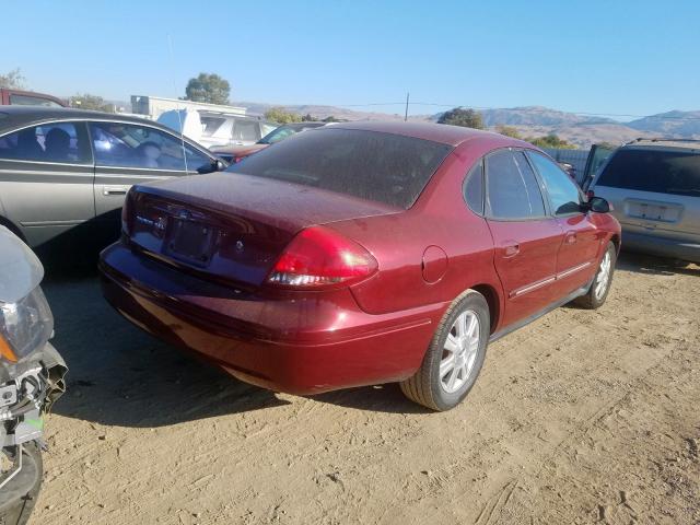 1FAFP56S34A134504 - 2004 FORD TAURUS SEL BURGUNDY photo 4