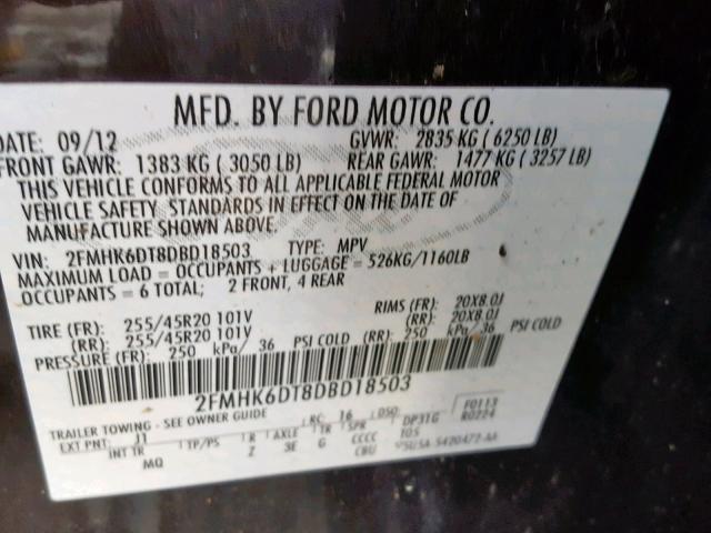 2FMHK6DT8DBD18503 - 2013 FORD FLEX LIMIT BLACK photo 10