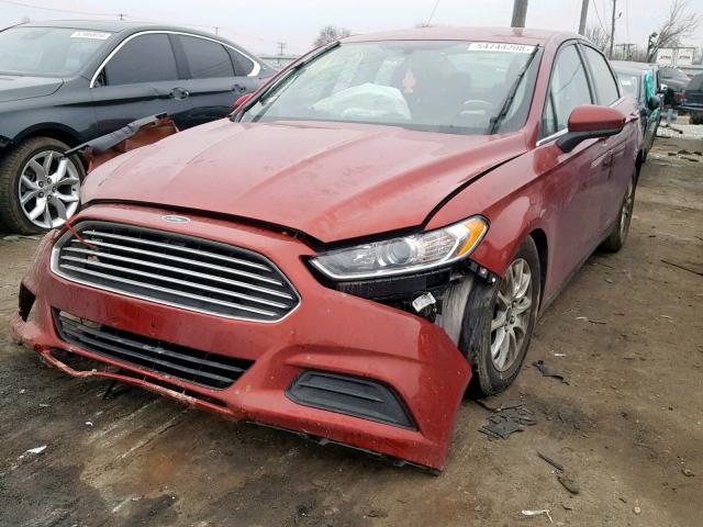 3FA6P0G75GR351950 - 2016 FORD FUSION S RED photo 2