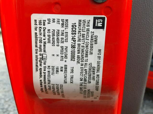 1GCES14P73B100862 - 2003 CHEVROLET SSR 红色 照片 10