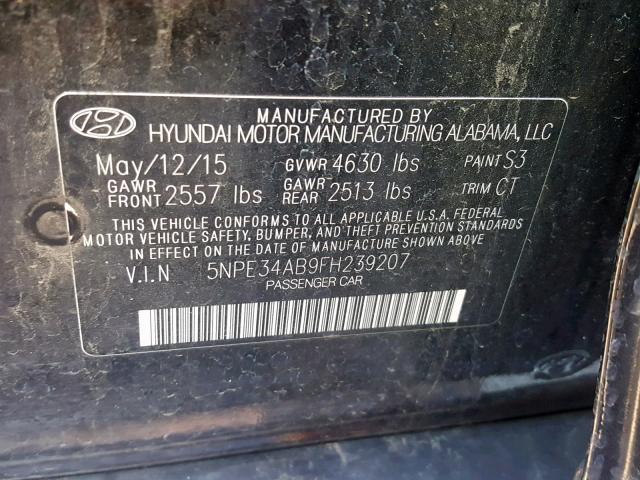 5NPE34AB9FH239207 - 2015 HYUNDAI SONATA SPO BLACK photo 10