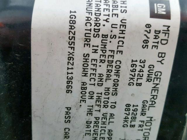 1G8AZ55FX6Z113666 - 2006 SATURN ION LEVEL 绿色 照片 10