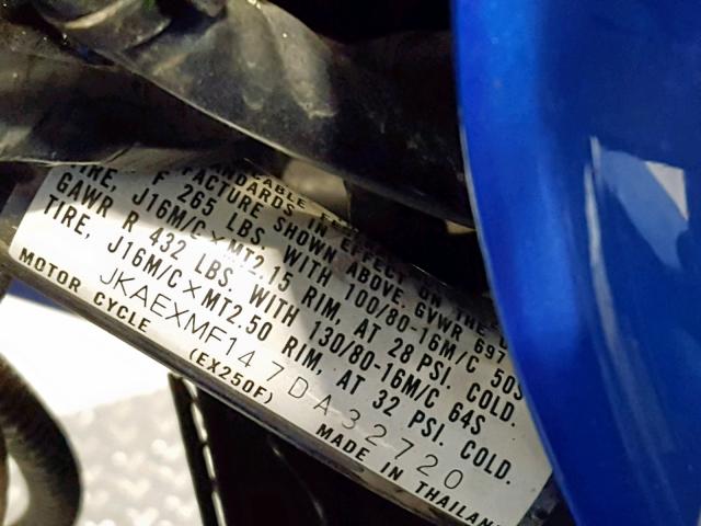 JKAEXMF147DA32720 - 2007 KAWASAKI EX250 F BLUE photo 20