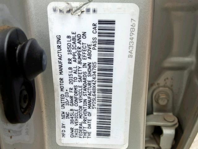 5Y2SL648X4Z434785 - 2004 PONTIAC VIBE SILVER photo 10