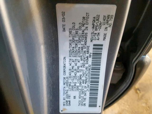 JTJHF10U220269630 - 2002 LEXUS RX 300 SILVER photo 10