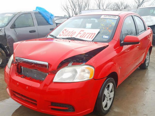 KL1TD56E29B372496 - 2009 CHEVROLET AVEO LS RED photo 2