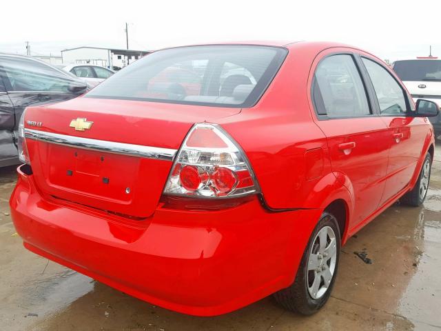 KL1TD56E29B372496 - 2009 CHEVROLET AVEO LS RED photo 4