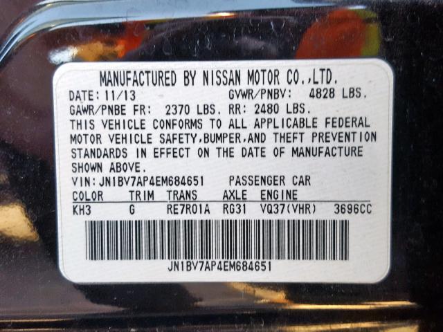 JN1BV7AP4EM684651 - 2014 INFINITI Q50 BASE BLACK photo 10