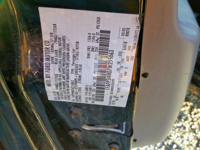 1FAFP34N07W255063 - 2007 FORD FOCUS ZX4 BLACK photo 10