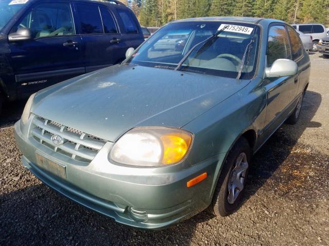 KMHCG35C33U252041 - 2003 HYUNDAI ACCENT GL GREEN photo 2