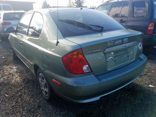 KMHCG35C33U252041 - 2003 HYUNDAI ACCENT GL GREEN photo 3