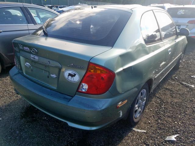 KMHCG35C33U252041 - 2003 HYUNDAI ACCENT GL GREEN photo 4