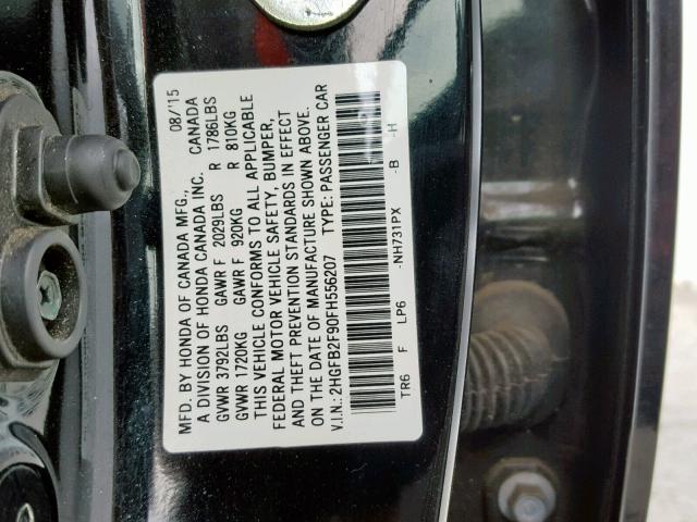 2HGFB2F90FH556207 - 2015 HONDA CIVIC EXL CHARCOAL photo 10