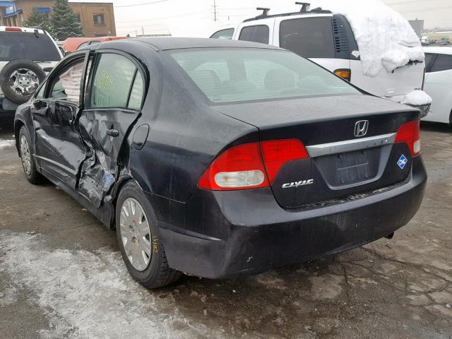 1HGFA46599L000822 - 2009 HONDA CIVIC GX BLACK photo 3