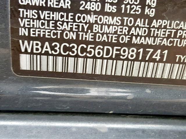 WBA3C3C56DF981741 - 2013 BMW 320 I GRAY photo 10