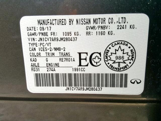 JN1CV7AR9JM280437 - 2018 INFINITI Q50 PURE GRAY photo 10