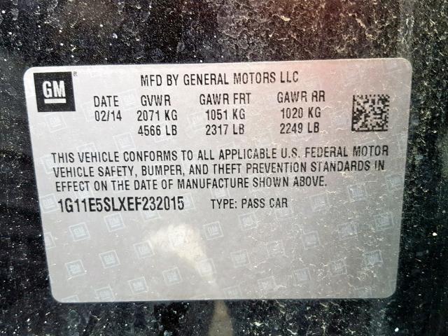 1G11E5SLXEF232015 - 2014 CHEVROLET MALIBU 2LT BLUE photo 10