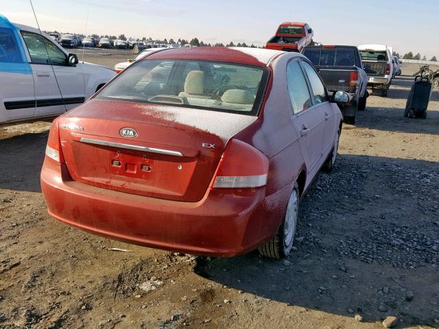 KNAFE222195660731 - 2009 KIA SPECTRA EX RED photo 4