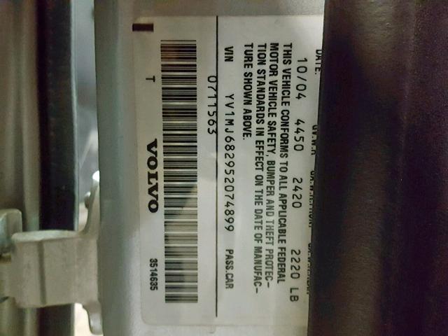 YV1MJ682952074899 - 2005 VOLVO V50 T5 SILVER photo 10