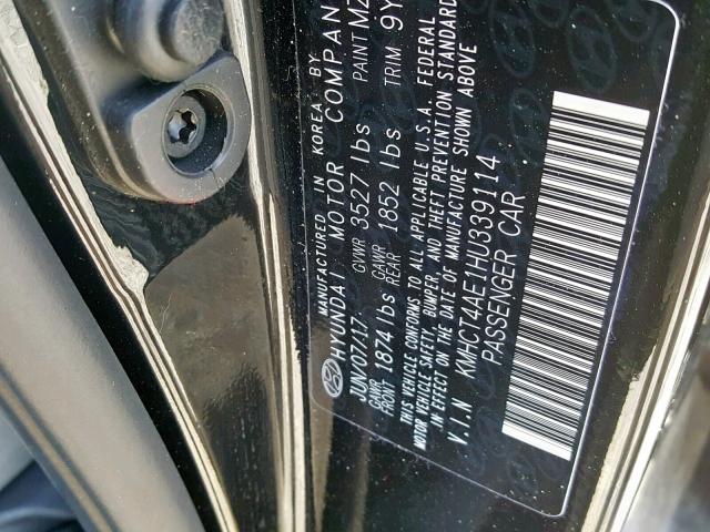 KMHCT4AE1HU339114 - 2017 HYUNDAI ACCENT SE BLACK photo 10