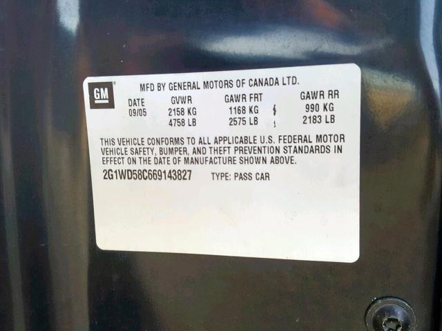 2G1WD58C669143827 - 2006 CHEVROLET IMPALA SUP 黑色 照片 10