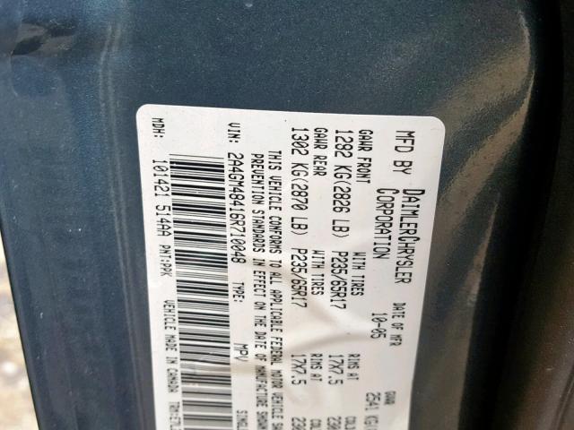 2A4GM48416R710048 - 2006 CHRYSLER PACIFICA GRAY photo 10