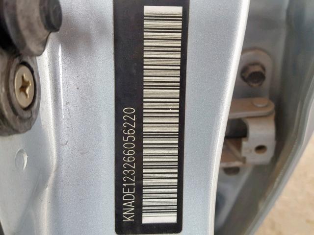 KNADE123266056220 - 2006 KIA RIO BLUE photo 10