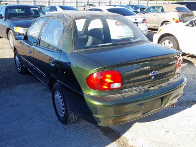 2C1MR5226X6716628 - 1999 CHEVROLET METRO LSI GREEN photo 3