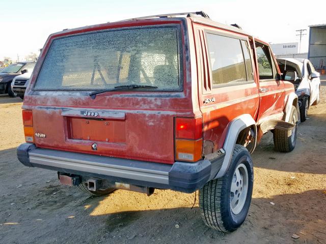 1J4FJ57S0ML513534 - 1991 JEEP CHEROKEE L RED photo 4